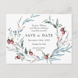 Winter Berries Waterverf Botanical Save the Date Briefkaart