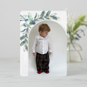 Winter Berries Wit Gebogen Foto Folie Feestdagenkaart (Staand Voorkant)