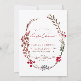 Winter Berries Wreath Bridal Shower Kaart