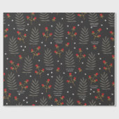 Winter Berry Botanical Christmas Personalized Cadeaupapier (Vlak)