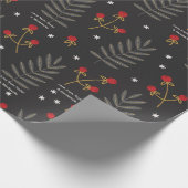 Winter Berry Botanical Christmas Personalized Cadeaupapier (Hoek)