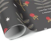 Winter Berry Botanical Christmas Personalized Cadeaupapier (Rol Hoek)