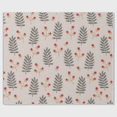 Winter Berry Botanische Kerst Cadeaupapier (Vlak)