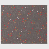 Winter Berry Botanische Kerst Cadeaupapier (Vlak)