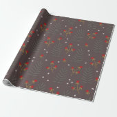 Winter Berry Botanische Kerst Cadeaupapier (Uitgerold)