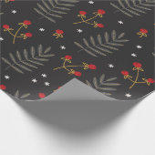 Winter Berry Botanische Kerst Cadeaupapier (Hoek)