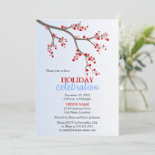 Winter Berry Branch kerstfeestdag Kaart (Staand voorkant)