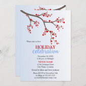 Winter Berry Branch kerstfeestdag Kaart (Voorkant / Achterkant)