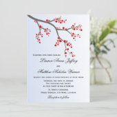Winter Berry Branch Wedding Kaart (Staand voorkant)