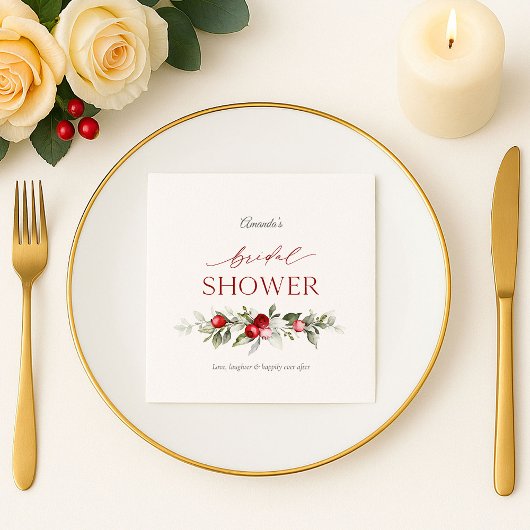 Winter Berry Bridal Shower Napkin Servet