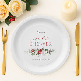 Winter Berry Bridal Shower Paper Plates Papieren Bordje