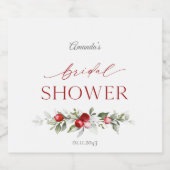 Winter Berry Bridal Shower Sparkling Wijnetiket (Enkel label)