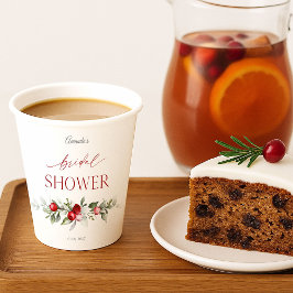 Winter Berry Bruiloftsfeest Papieren Bekers