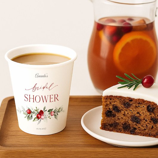 Winter Berry Bruiloftsfeest Papieren Bekers