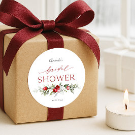 Winter Berry Bruiloftsfeest  Ronde Sticker