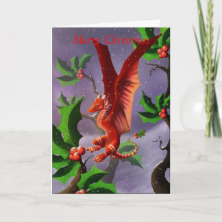 Winter Berry Dragon Feestdagen Kaart