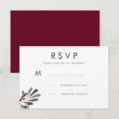 Winter Berry en Leaves Wedding Response RSVP Kaartje (Voorkant / Achterkant)