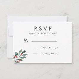 Winter Berry en Leaves Wedding Response RSVP Kaartje