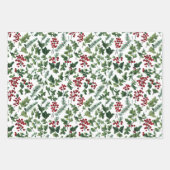 Winter Berry & Evergreen Christmas Gift Wrap Set 3 Inpakpapier Vel (Voorkant)
