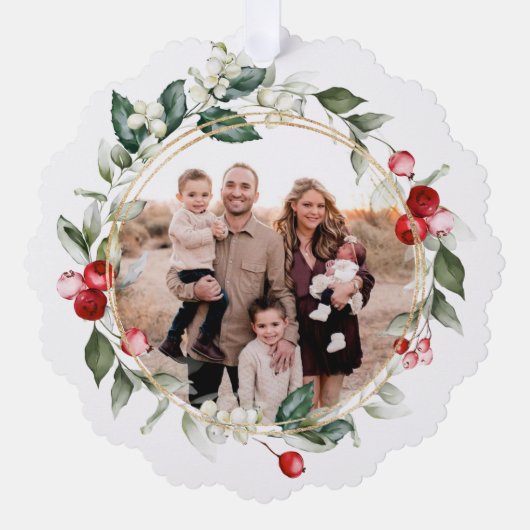 Winter Berry Family Foto Ornament Kaart (Voorkant)