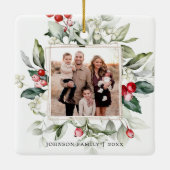 Winter Berry Family Photo Ceramic Ornament (Achterkant)