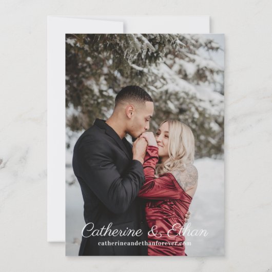 Winter Berry Floral foto's maken de datumkaart op Save The Date (Achterkant)