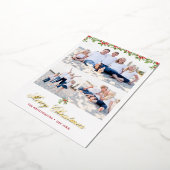 Winter Berry Garland 3 Foto Kerstgroet Folie Feestdagenkaart (Gedraaid)