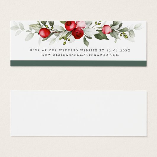 Winter Berry | Internetkaart voor bruiloft Mini Visitekaartjes (Voorkant /achterkant)