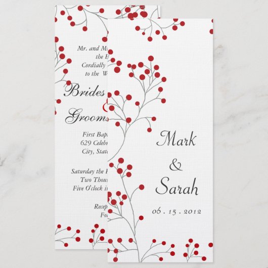 Winter Berry Invitation Tall Kaart (Voorkant / Achterkant)