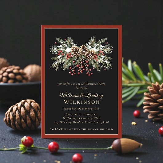 Winter Berry Kerstfeest Uitnodiging