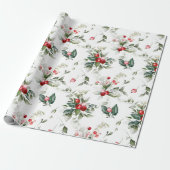 Winter Berry-kerstinpakpapier Cadeaupapier (Uitgerold)