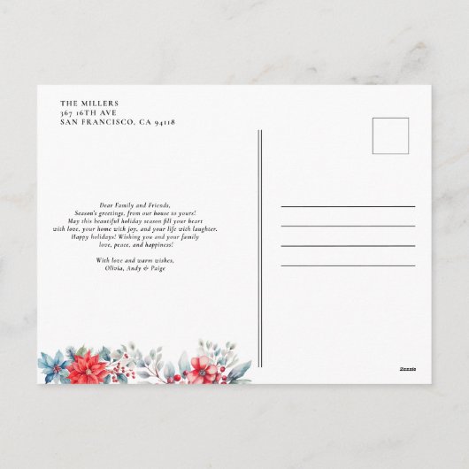 Winter Berry Kerstvakantie Foto Briefkaarten (Achterkant)