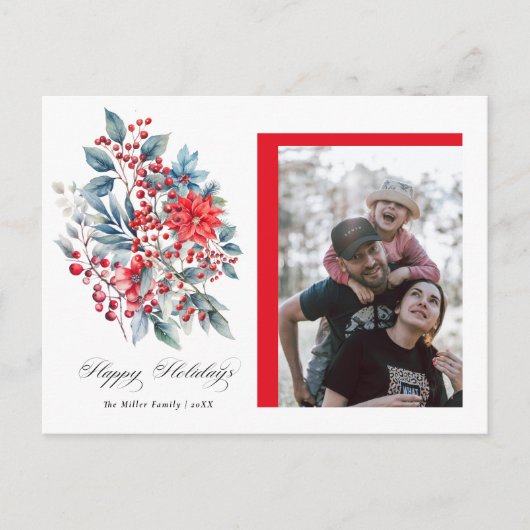 Winter Berry Kerstvakantie Foto Briefkaarten (Voorkant)