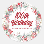 Winter Berry krans 100e verjaardag Envelope zegel (Voorkant)