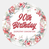 Winter Berry krans 90e verjaardag Envelop zegel (Voorkant)