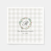 Winter Berry Krans Familienaam Initiaal Kerst Servet (Voorkant)