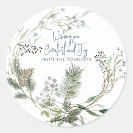 Winter Berry Krans Vakantie Favoriet Tags Ronde Sticker