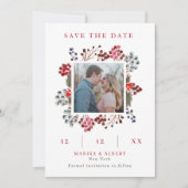 Winter Berry Lijst Wedding Photo Save the Date (Voorkant)