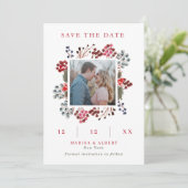 Winter Berry Lijst Wedding Photo Save the Date (Staand voorkant)