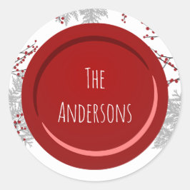 Winter Berry Naam Ronde Sticker