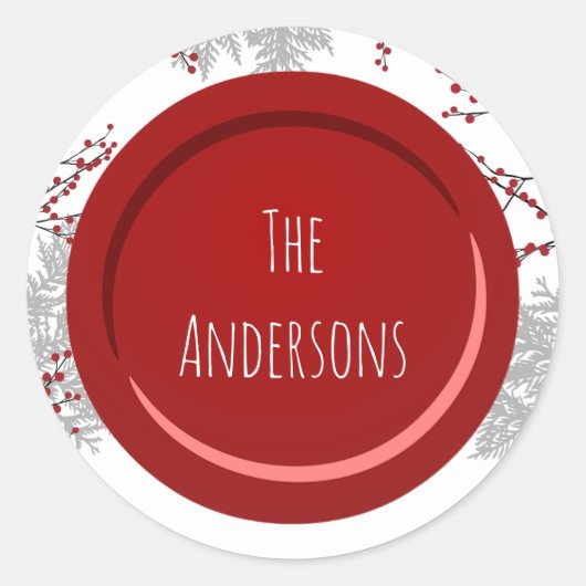 Winter Berry Naam Ronde Sticker (Voorkant)