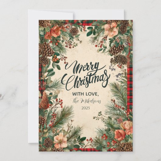 Winter Berry Pine Christmas Feestdagenkaart (Voorkant)