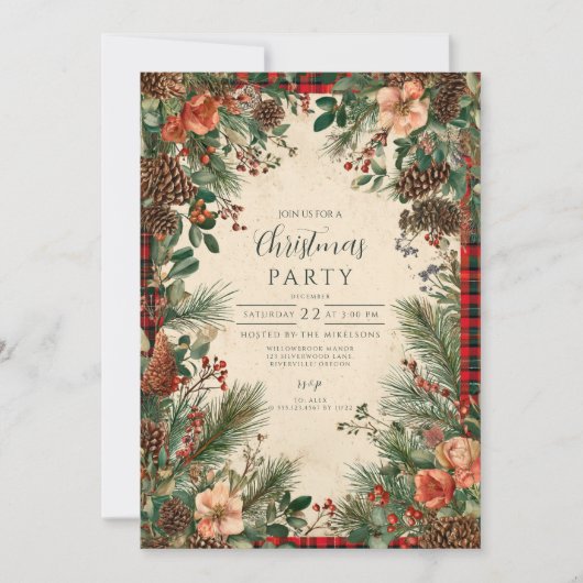 Winter Berry Pine Christmas Kaart (Voorkant)