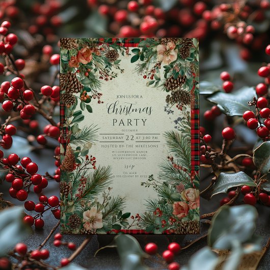 Winter Berry Pine Kerstmis Kaart