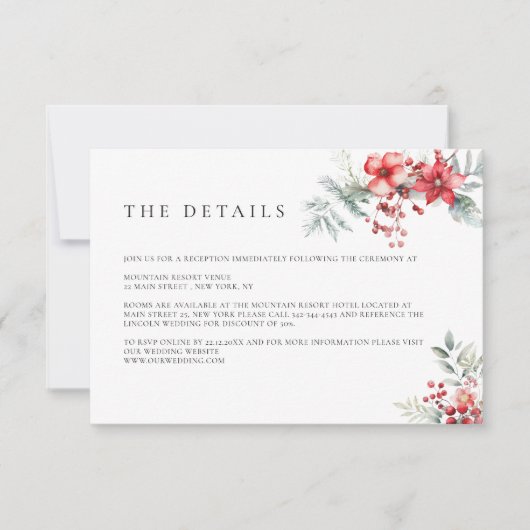 Winter Berry Poinsettia Details Behuizing Kaart (Voorkant)