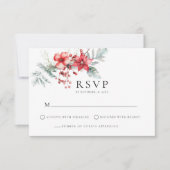 Winter Berry Poinsettia RSVP Behuizing Kaart (Voorkant)
