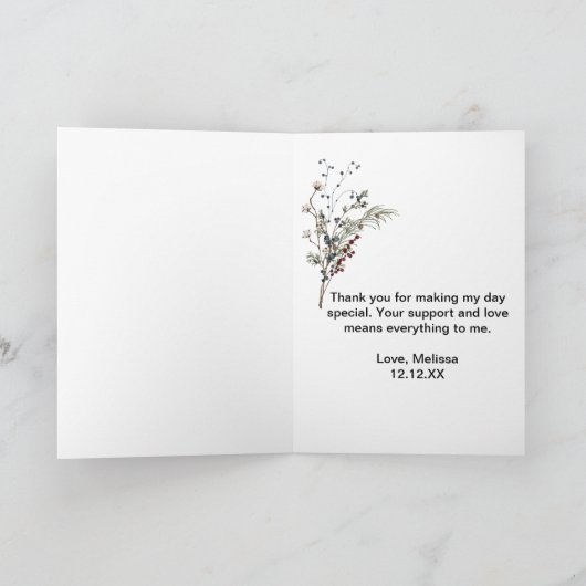 Winter Berry Rustieke Boho wilde bloemen 2 foto Bedankkaart (Binnen)