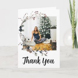 Winter Berry Rustieke Boho wilde bloemen 2 foto Bedankkaart