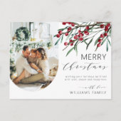 Winter Berry Script Kerst een foto boog Feestdagenkaart (Voorkant)