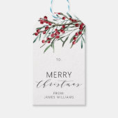 Winter Berry Script Vrolijke Kerstvakantie Cadeaulabel (Voorkant)